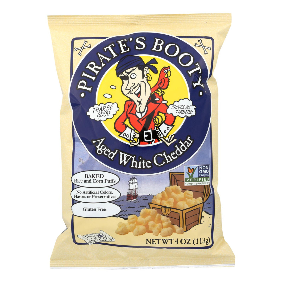 Pirate Booty Puffs - Aged White Cheddar, 12 Pack, 4 Oz Each