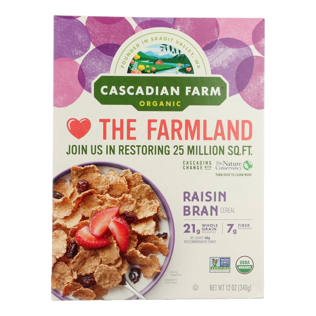 Cascadian Farm Organic Raisin Bran Cereal, 12oz, Case of 10