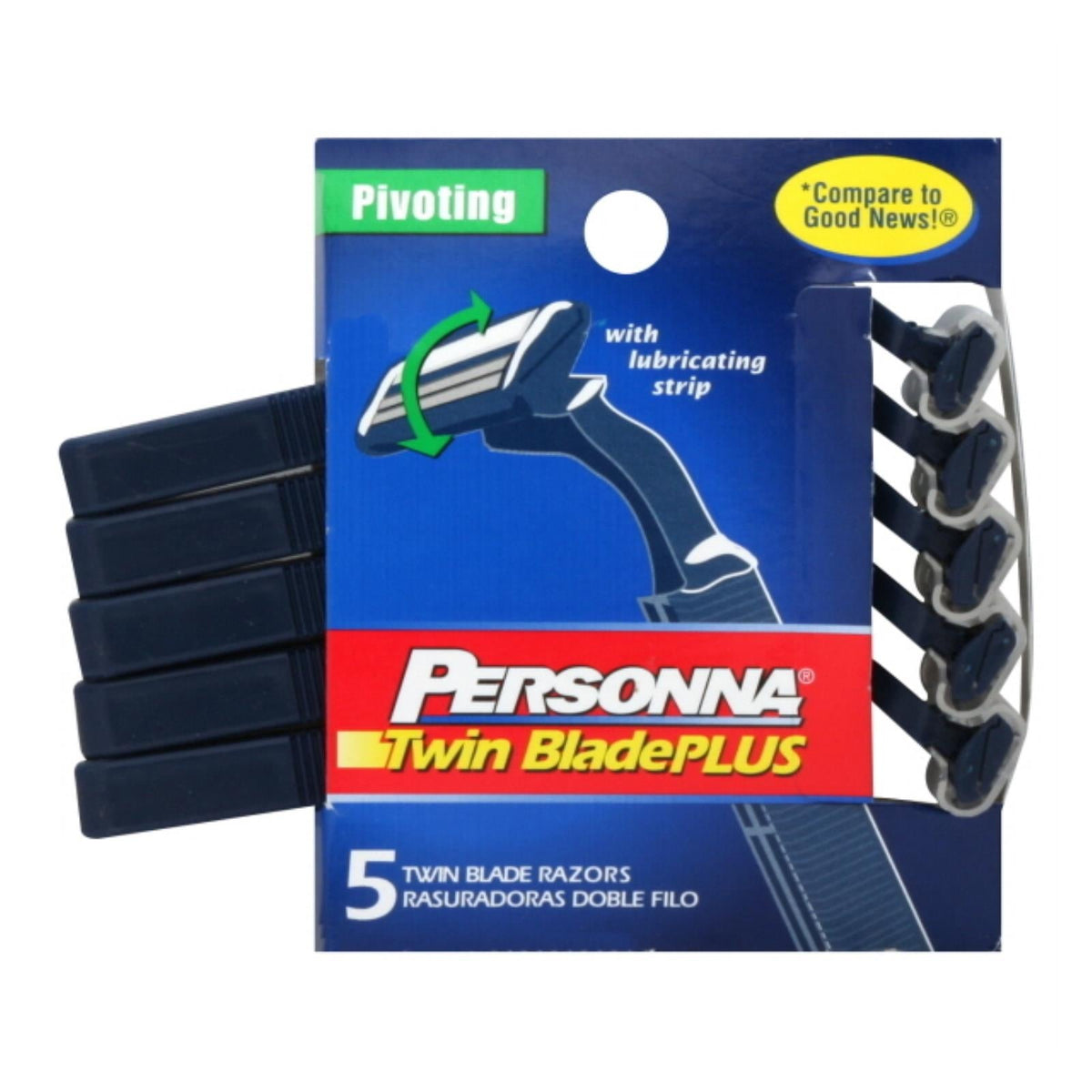 Personna Twin Blade Disposable Razors, Lubricating, 5 Pack