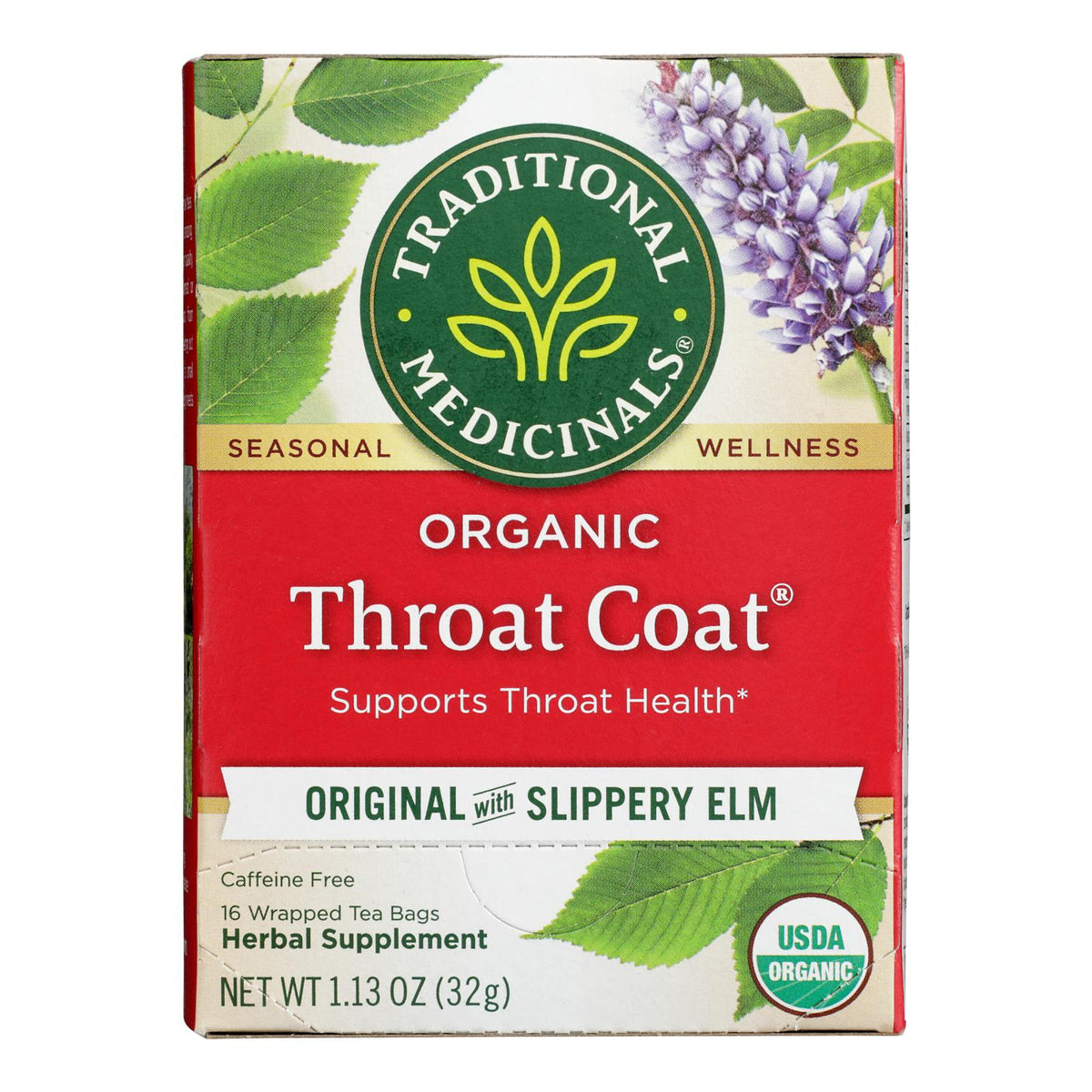 Organic Throat Coat Herbal Tea, 16 Bags, Pack of 6