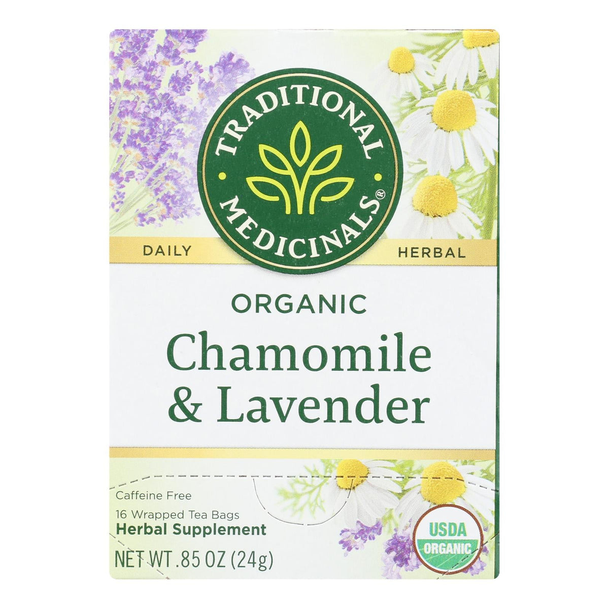 Organic Chamomile Lavender Tea, Caffeine-Free, 6 Boxes, 16 Bags
