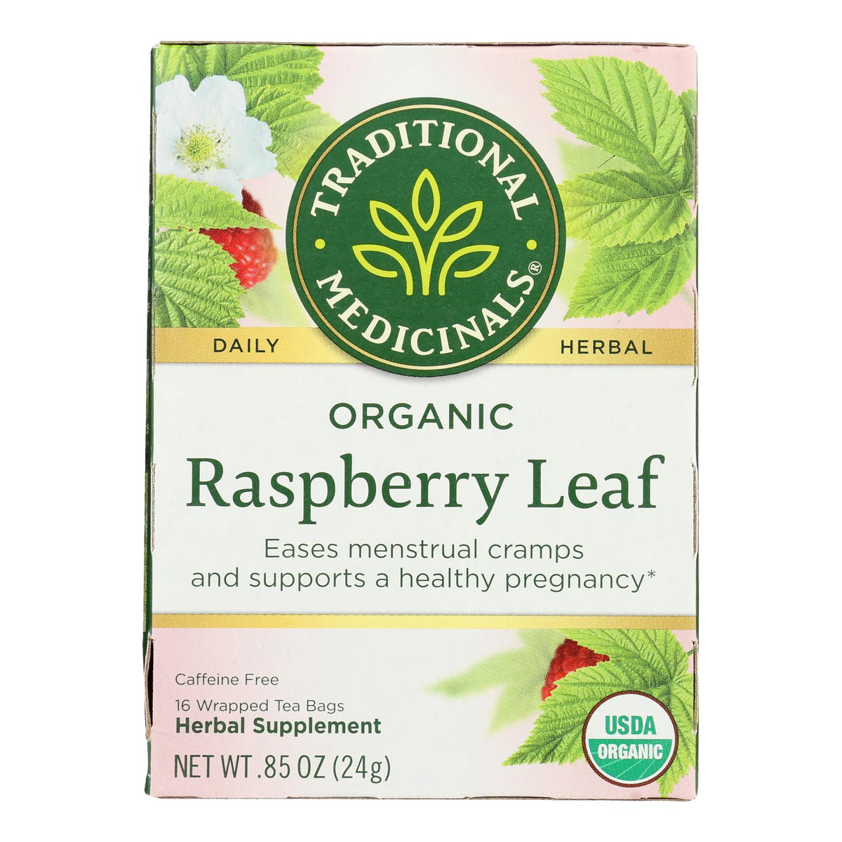 Organic Raspberry Leaf Herbal Tea - 16 Bags, Case of 6