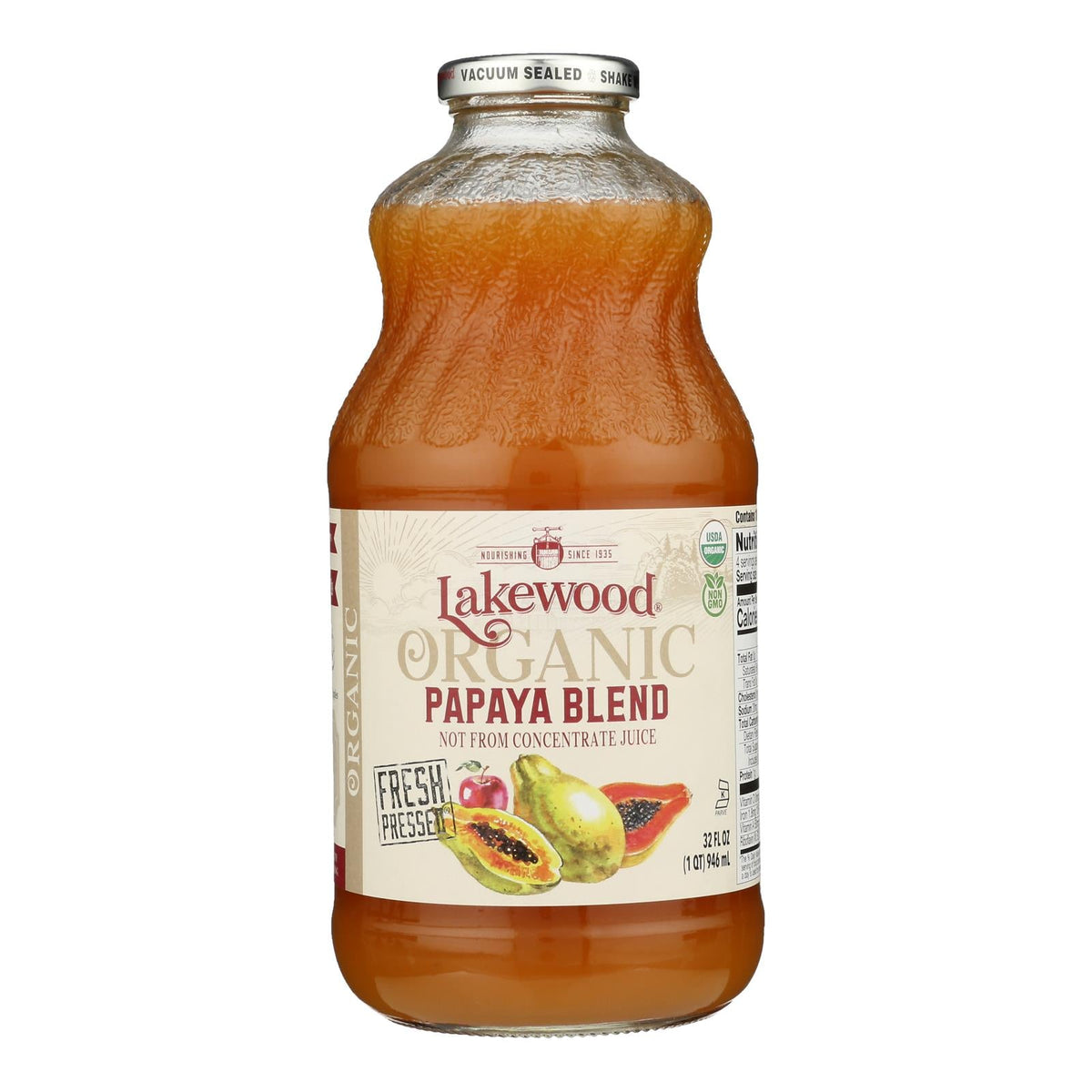 Lakewood - Organic Juice - Papaya Blend - Case of 6 - 32 oz.