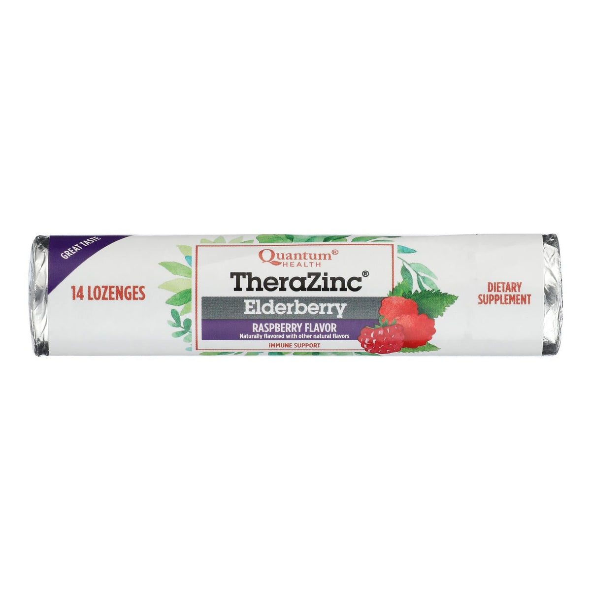 Quantum Zinc Lozenges Elderberry Raspberry - 1.2 Oz - Case Of 12