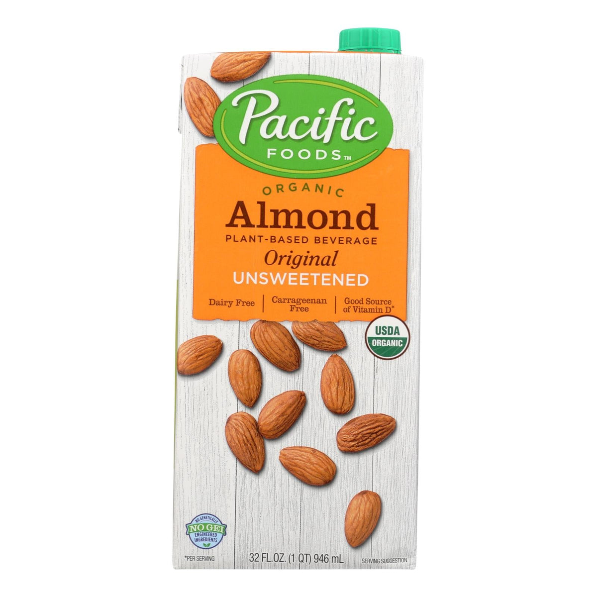 Pacific Natural Almond Milk Unsweetened, 12-Pack, 32oz