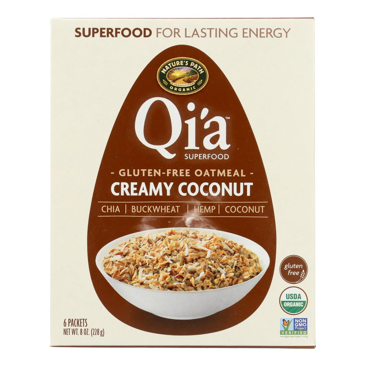 Nature's Path Qi'A Organic Coconut Oatmeal, 6 Pack, 8 oz