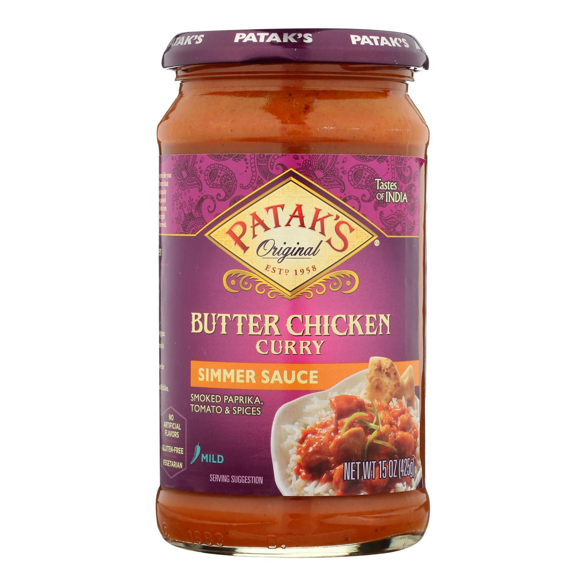 Patak's Mild Butter Chicken Curry Sauce, 15oz, Pack of 6