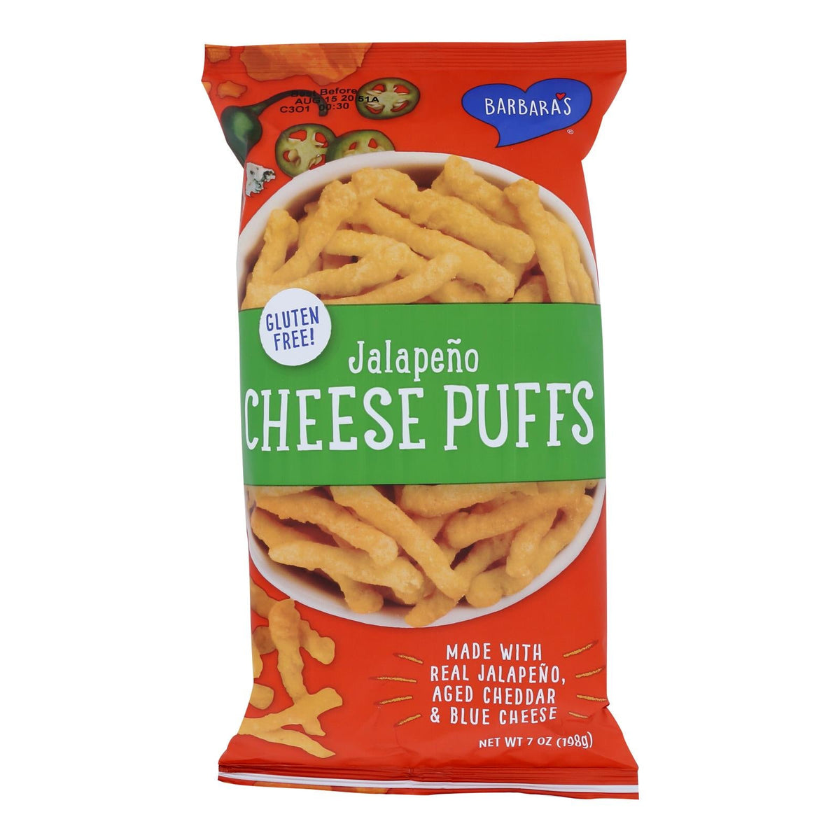 Barbara's Jalapeno Cheese Puffs, 12-Pack, 7 Oz