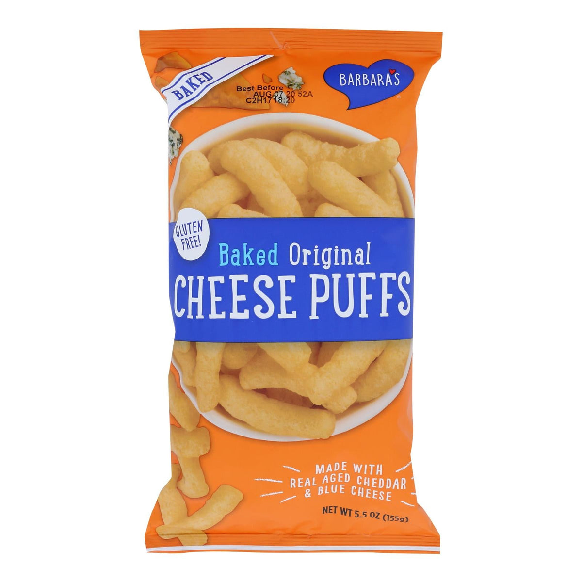 Barbara's Baked Original Cheese Puffs, 5.5oz, Case of 12