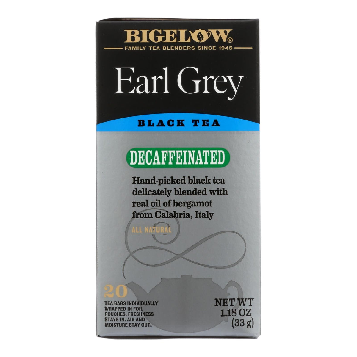 Bigelow Decaf Earl Grey Black Tea - 6 Boxes of 20 Bags