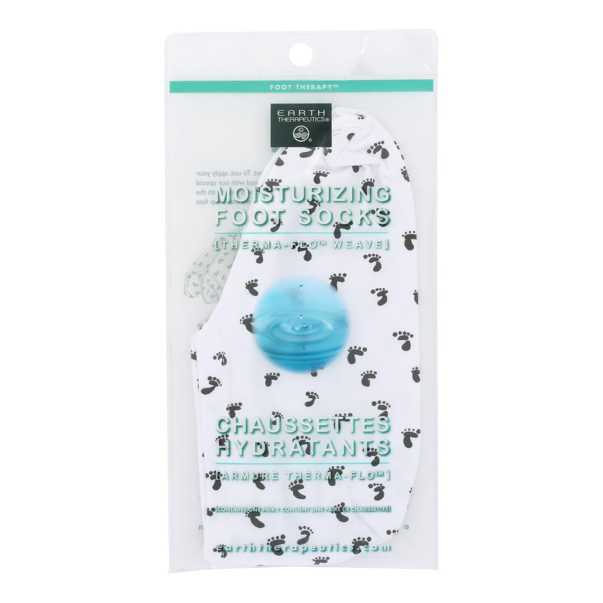 Moisturizing Foot Sock - White with Footprints, 1 Pair