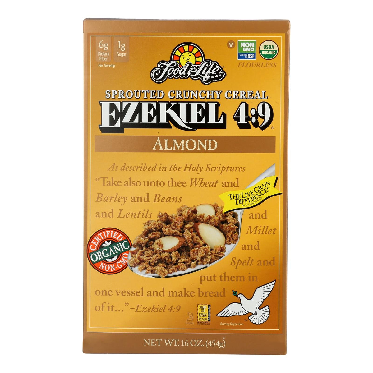 Ezekiel 4:9 Almond Sprouted Grain Cereal, Organic, 16 Oz, 6-Pack
