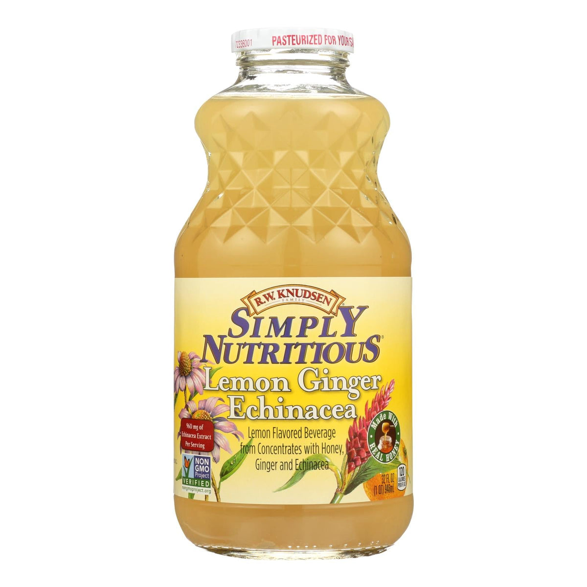 Rw Knudsen Lemon Ginger Echinacea Juice - Case of 6 - 32 FZ