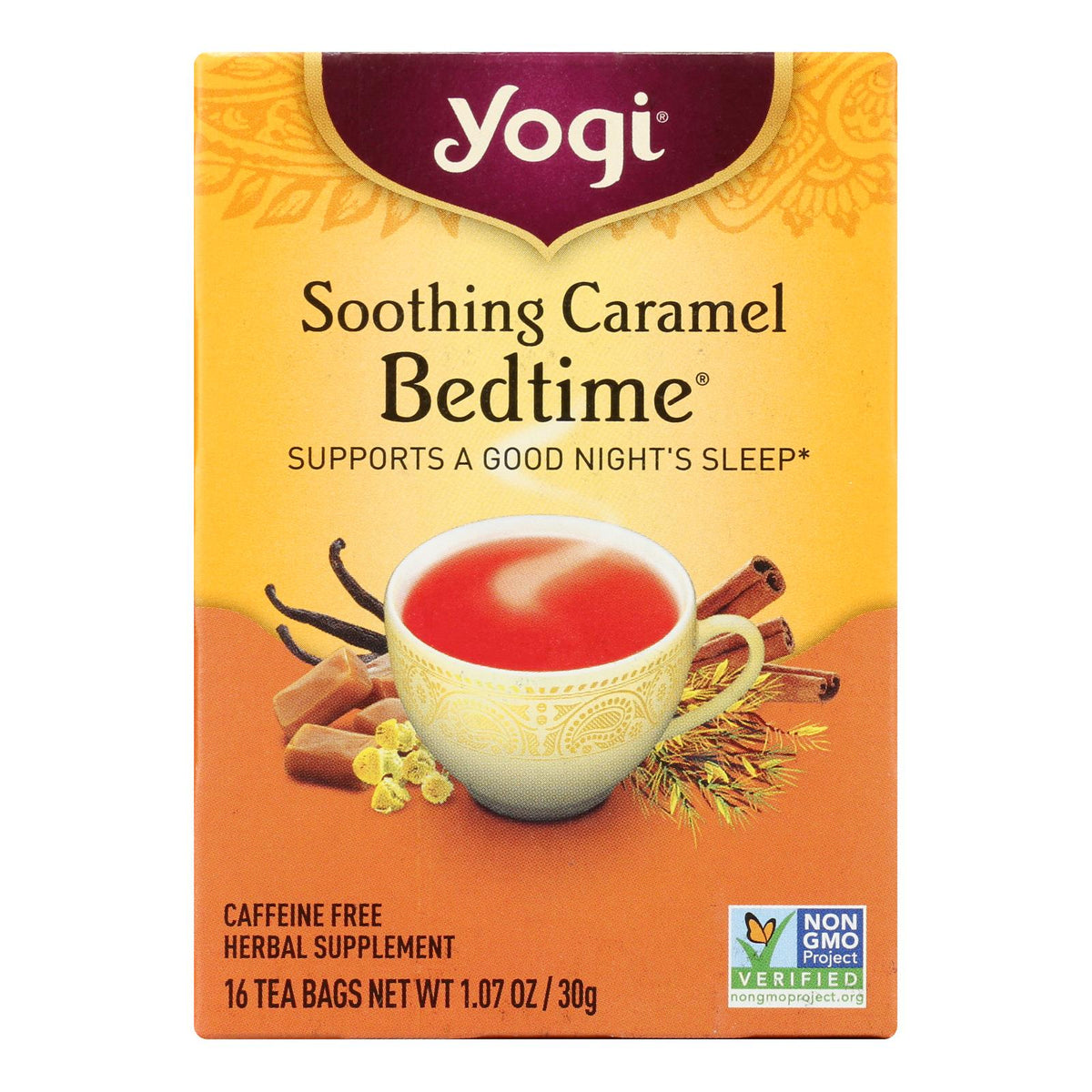 Yogi Bedtime Herbal Tea, Soothing Caramel, 16 Bags, 6 Pack