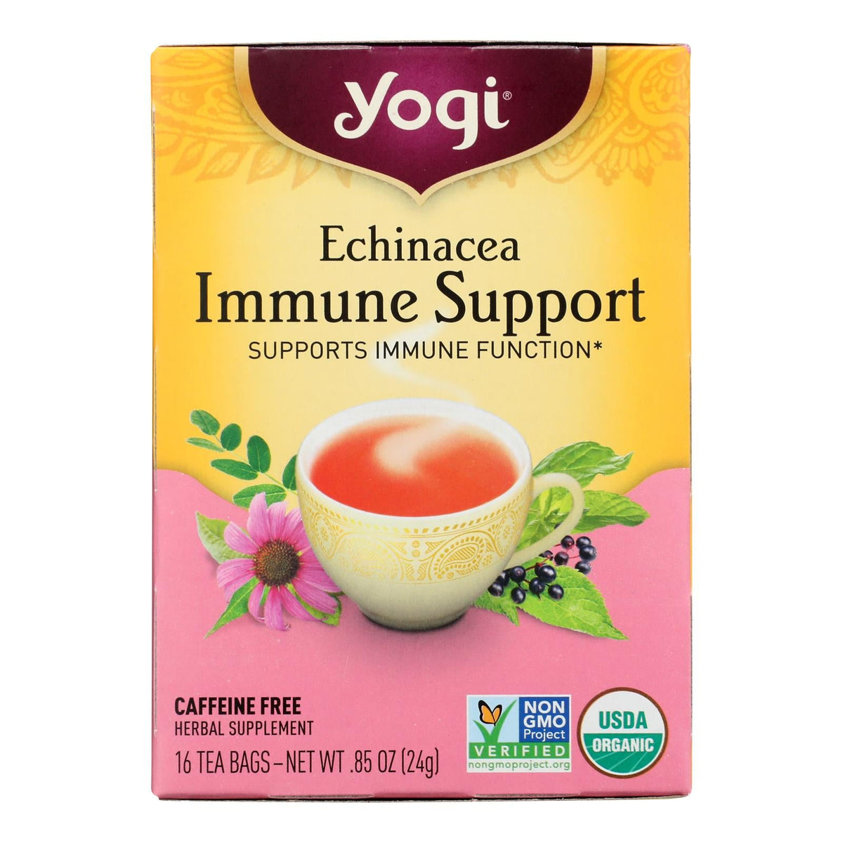 Yogi Echinacea Immune Support Tea, 16 Bags, Case of 6