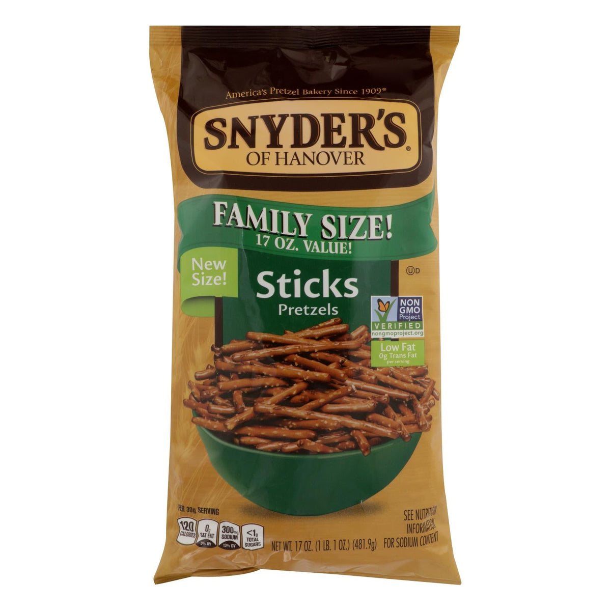 Snyder's Pretzel Sticks Family Size - 6 Pack, 17 Oz Each