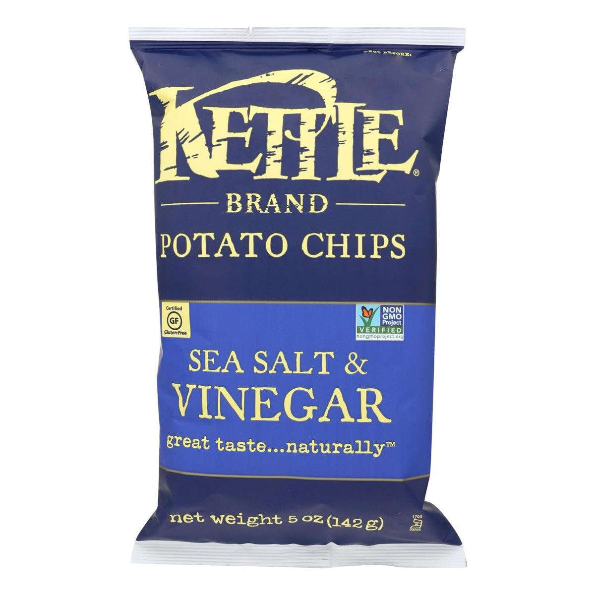 Kettle Sea Salt & Vinegar Chips, 5 Oz, Case of 15