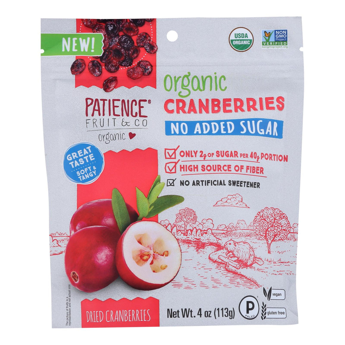 Patience Fruit & Co - No Sugar Dried Cranberries, 8-Pack