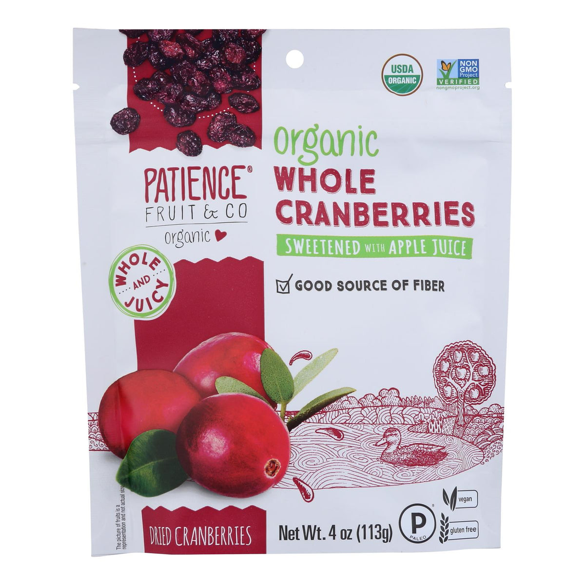 Patience Fruit Co Dried Whole Cranberries, 8-Pack, 4oz Each