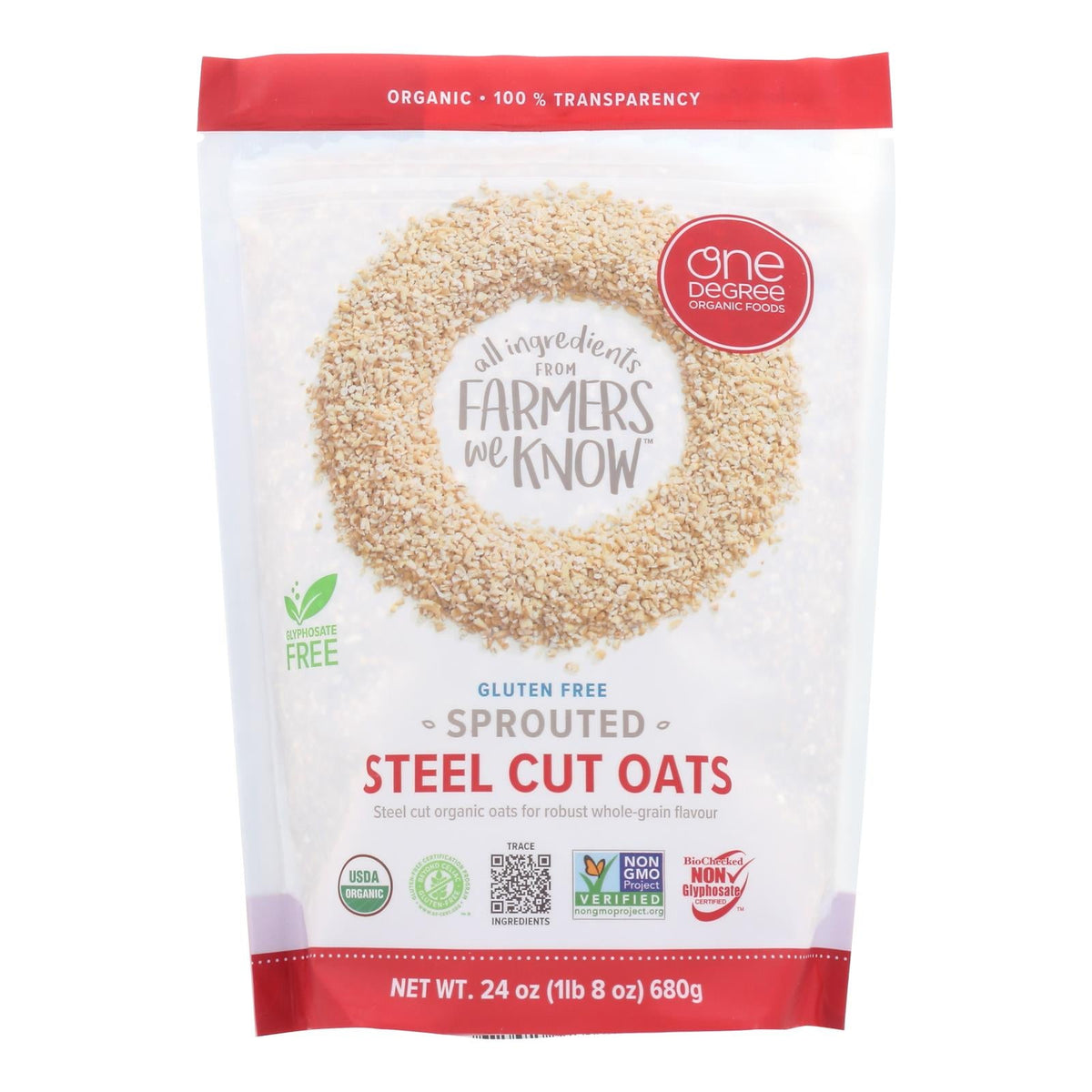 One Degree Organic Sprouted Steel Cut Oats, 4 Pack - 24 Oz