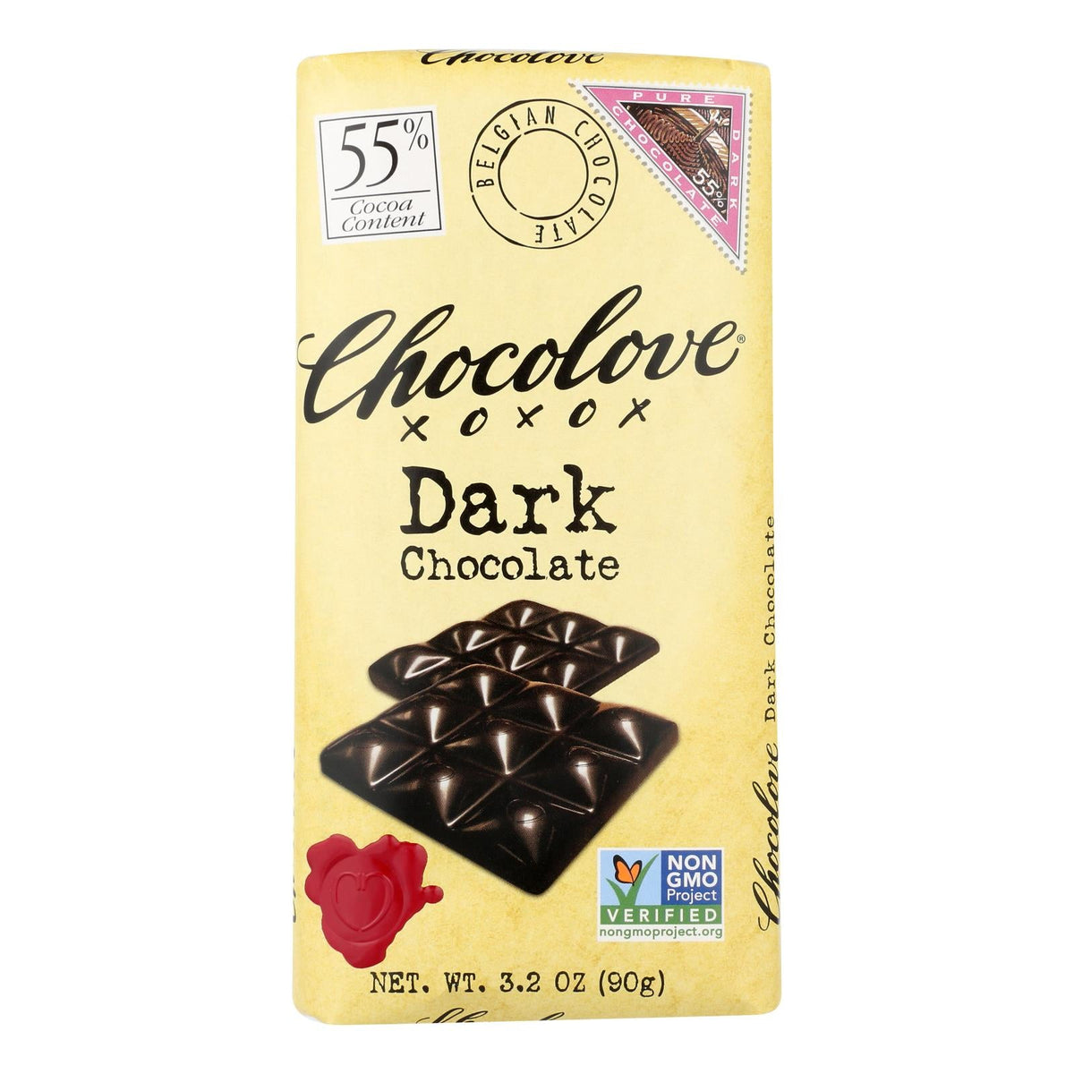 Chocolove Xoxox Dark Chocolate Bars - 3.2 oz, Case of 12