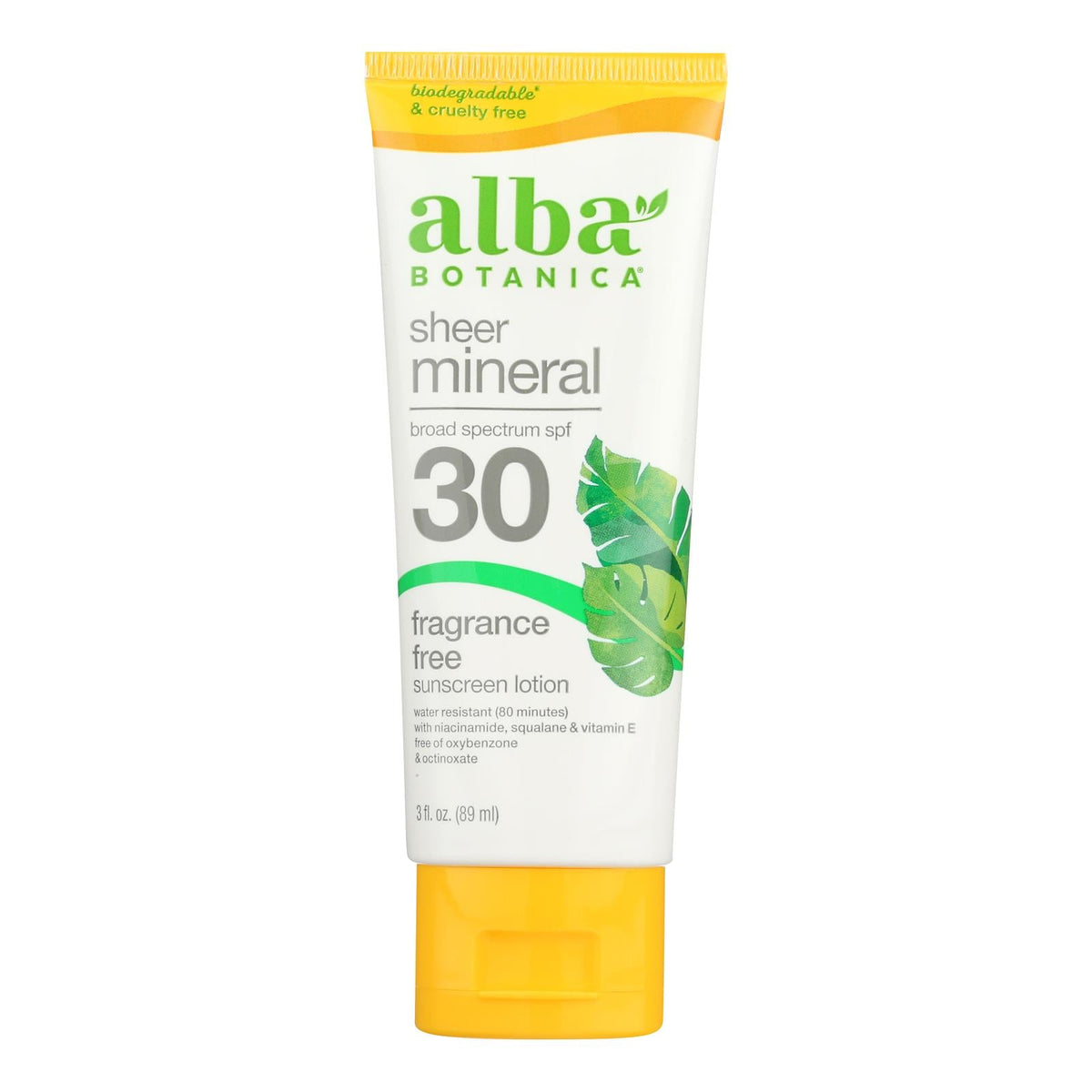 Alba Botanica Mineral Sunscreen SPF 30, Face & Body, 3 oz