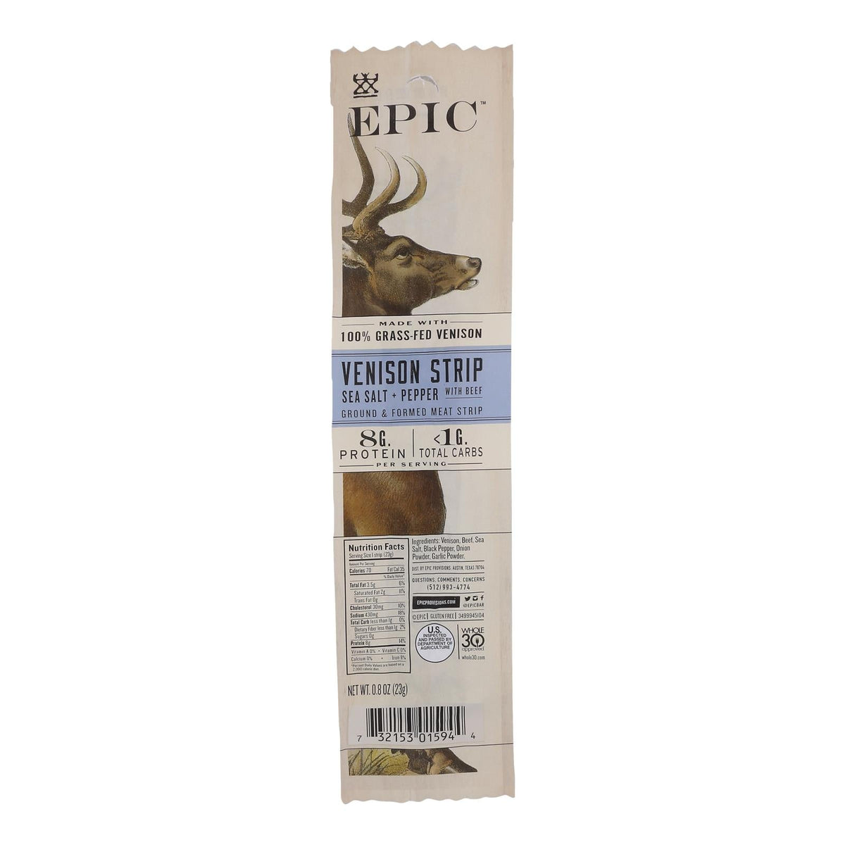 Epic - Strips - Venison Steak - Case Of 20 - .8 Oz