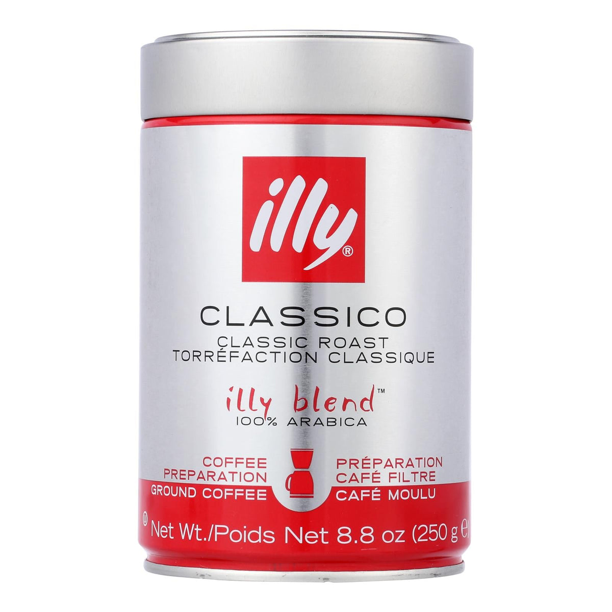 Illy Caffe Medium Roast Ground Coffee, 8.8 Oz, Pack of 6