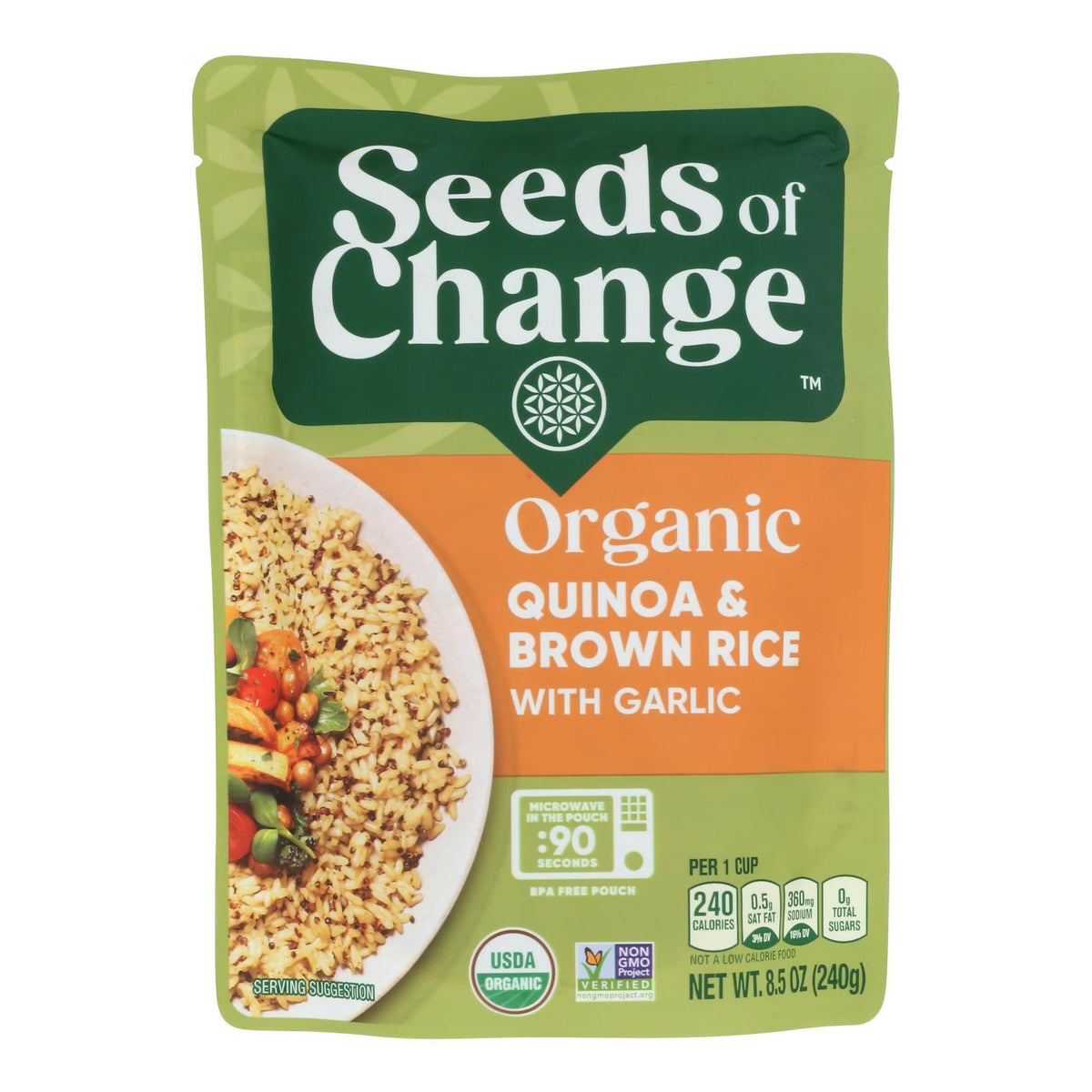 Organic Quinoa & Brown Rice w/ Garlic - 12 Pack, 8.5 Oz