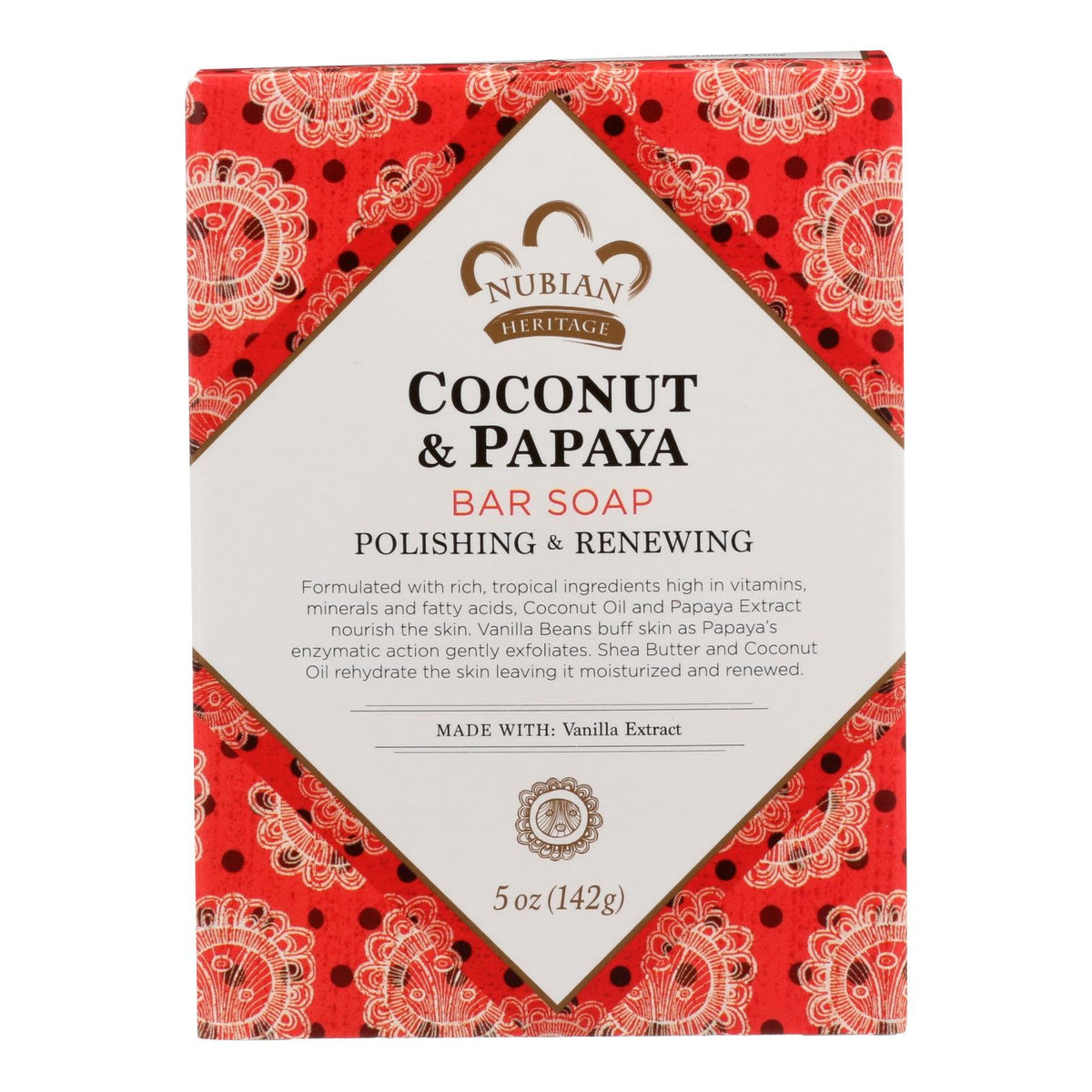 Nubian Heritage Coconut Papaya Soap with Vanilla - 5 Oz