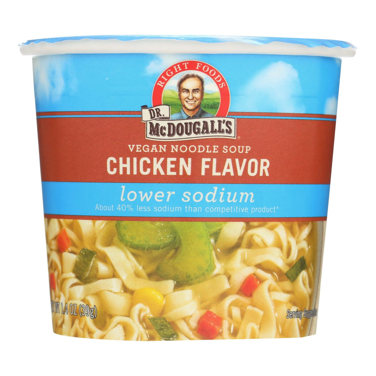 Dr. Mcdougall's Vegan Chicken Noodle Soup Cup, Low Sodium, 6 Pack