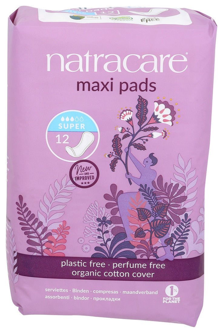 Natracare Natural Maxi Pads Super - 12 Pack