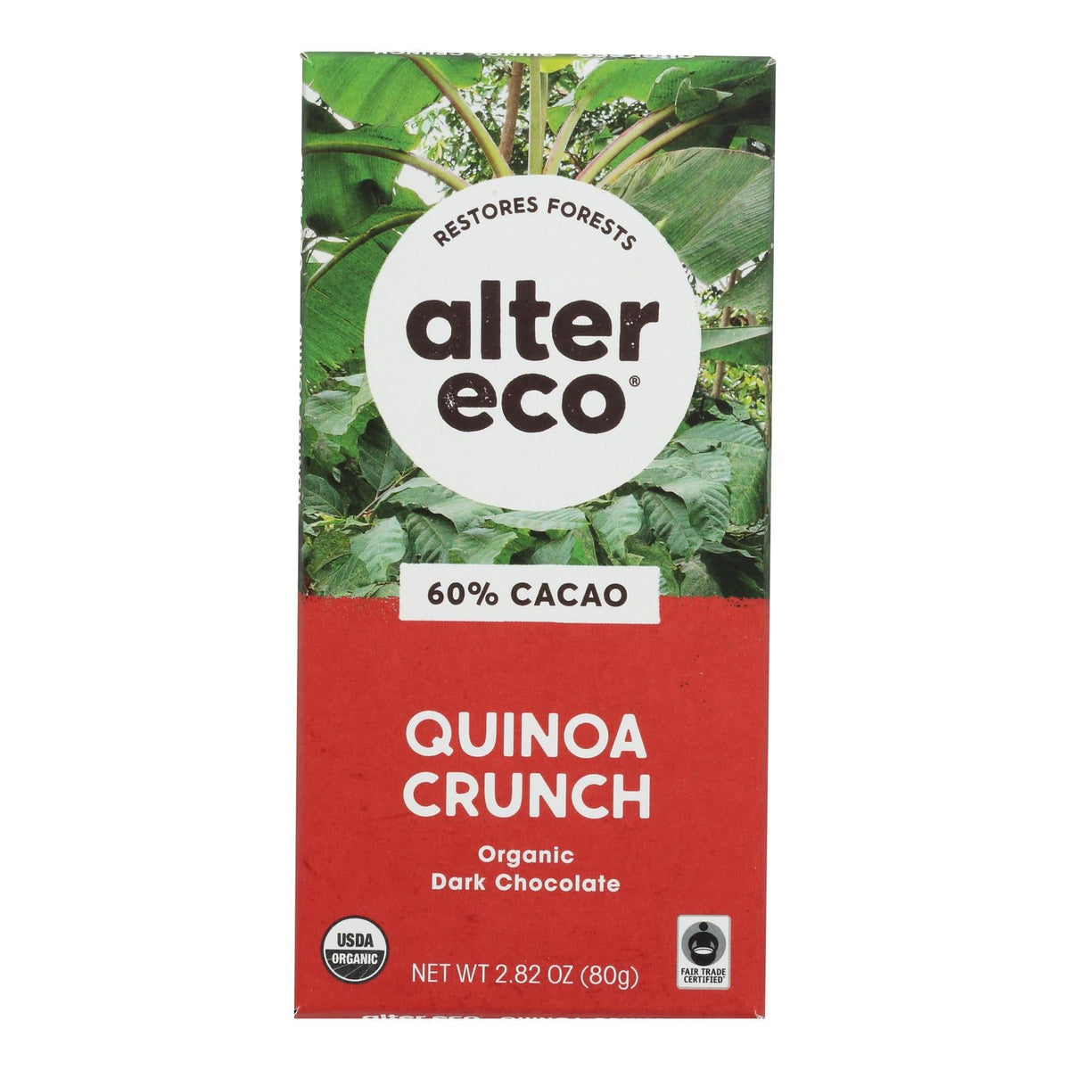 Alter Eco Organic Dark Quinoa Chocolate Bar, 2.82oz, 12-Pack