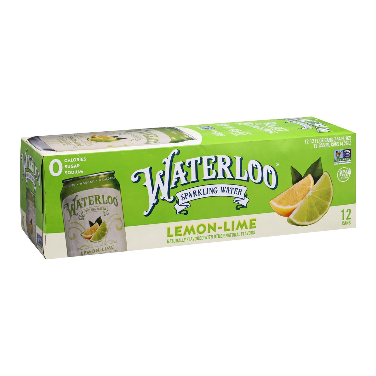 Waterloo's Lime Sparkling Water - Case of 2 - 12/12 FZ
