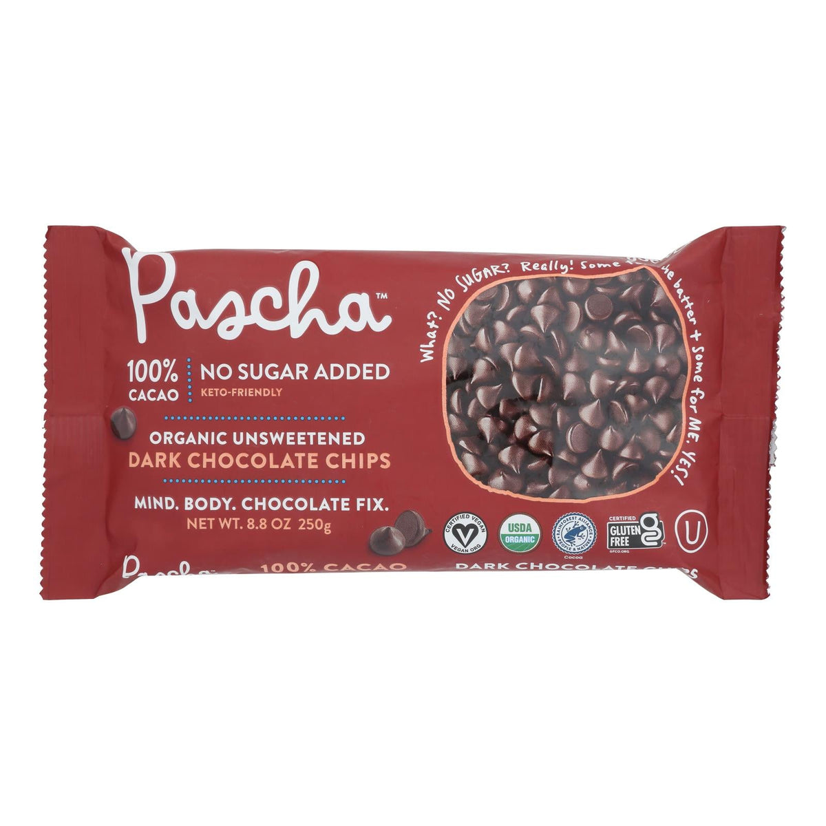 Pascha Dark Unsweetened Chocolate Chips, 6 Pack, 8.8 Oz
