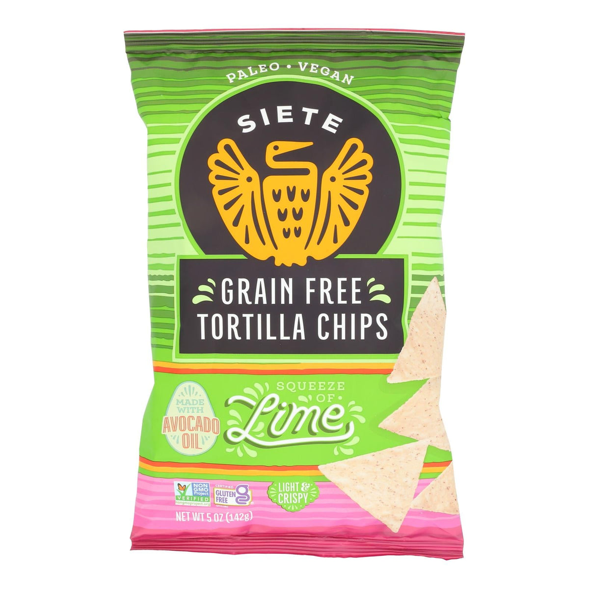 Siete Tortilla Chip - Lime - Case Of 12 - 5 Oz
