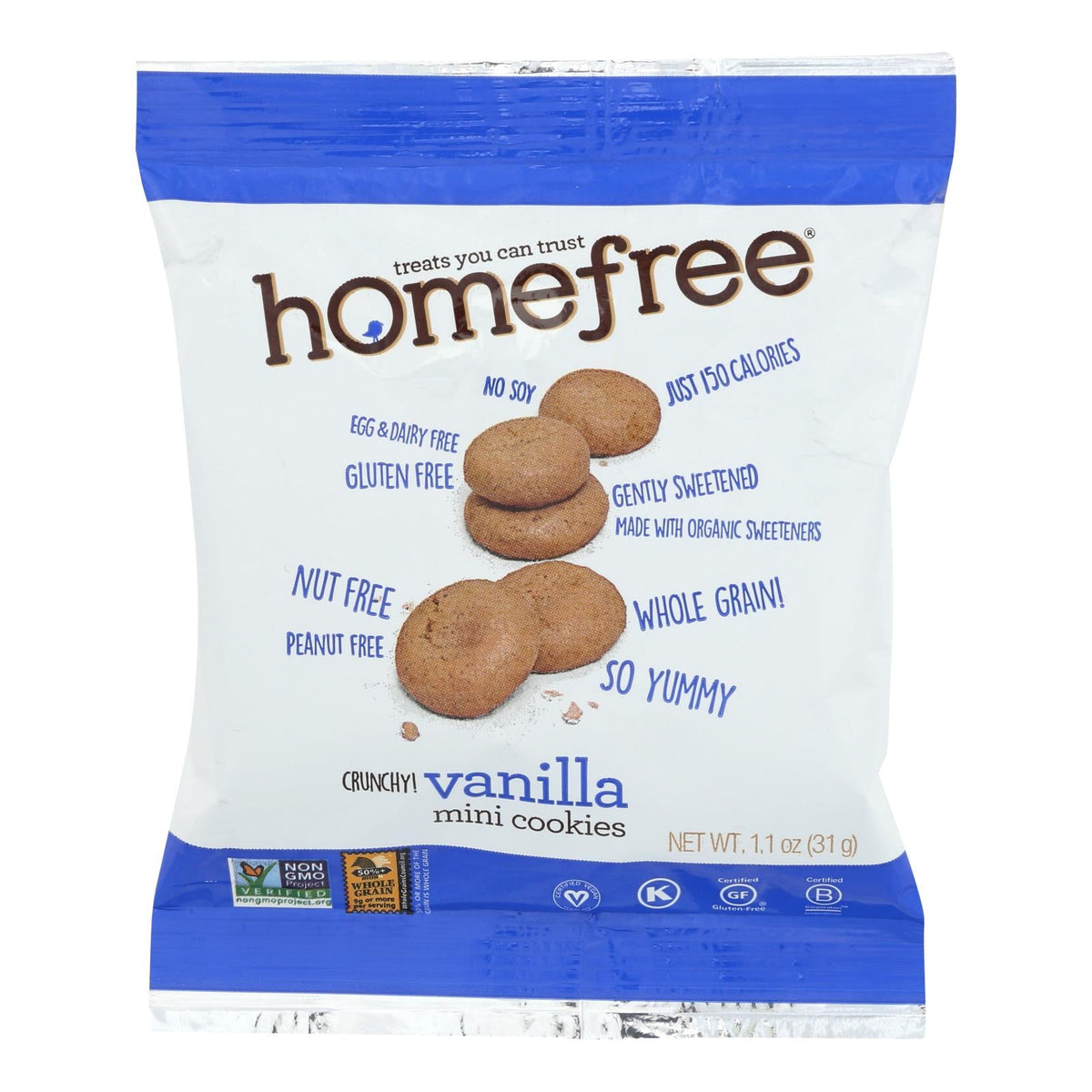 Homefree Gluten-Free Vanilla Mini Cookies, 10-Pack, 1.1 Oz