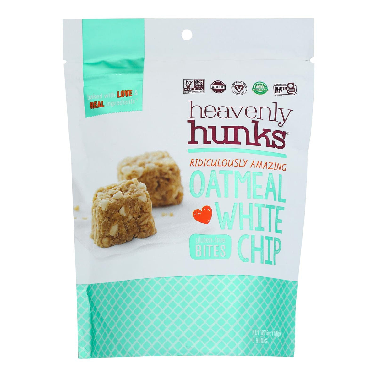 Heavenly Hunks Oatmeal White Choc Cookies 6-Pack 6oz