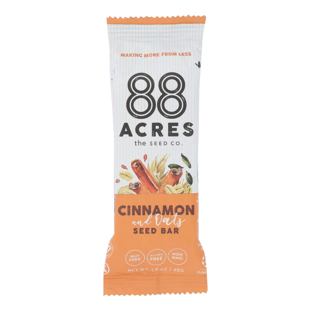 88 Acres Oats & Cinnamon Seed Bars, 9-Pack, 1.6 Oz