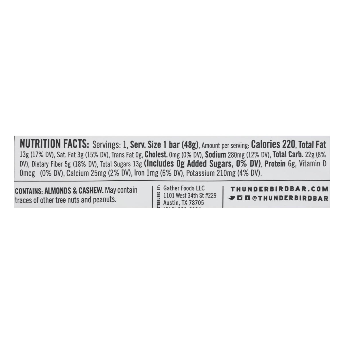 Thunderbird Almond Butter Sea Salt Bars, 12-Pack