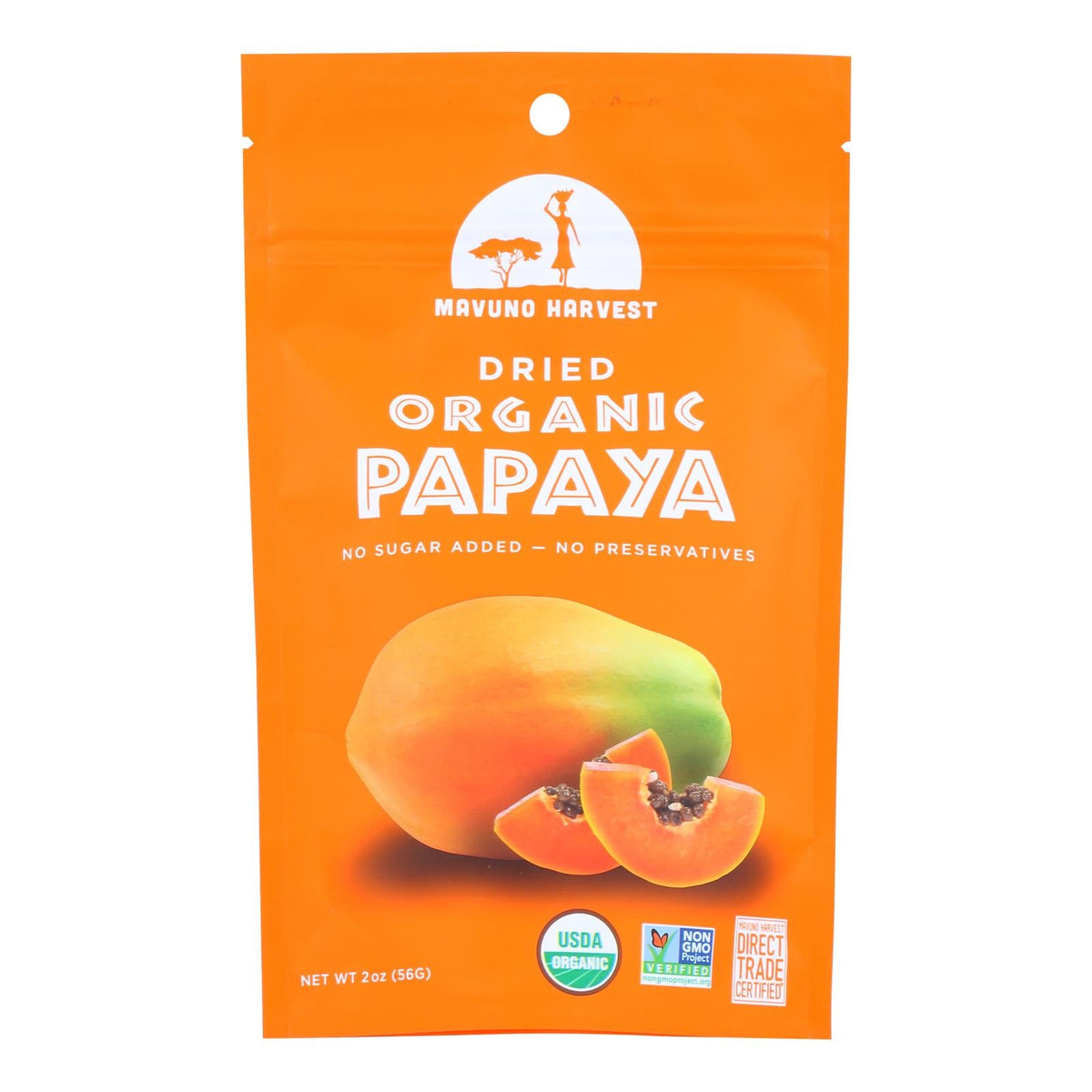 Mavuno Harvest Organic Dried Papaya, 6-Pack, 2 Oz.