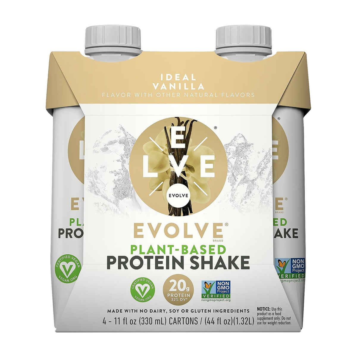 Evolve Ideal Vanilla Protein Shakes - Case of 3 - 4/11 OZ