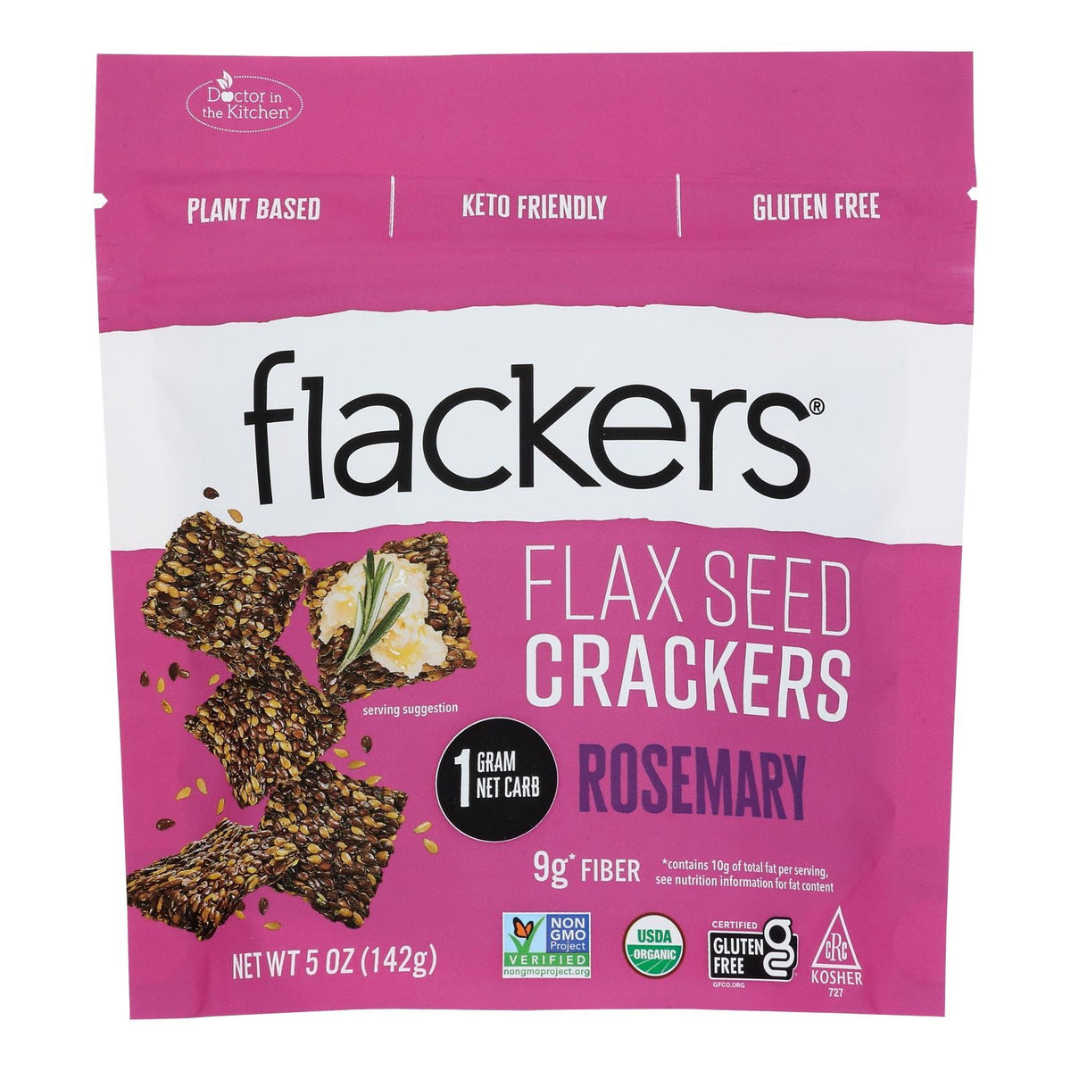 Organic Rosemary Flax Seed Crackers - 5oz, Case of 6