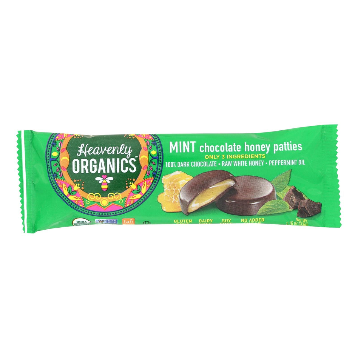 Heavenly Organics Chocolate Mint Honey Patties - 16 Pack