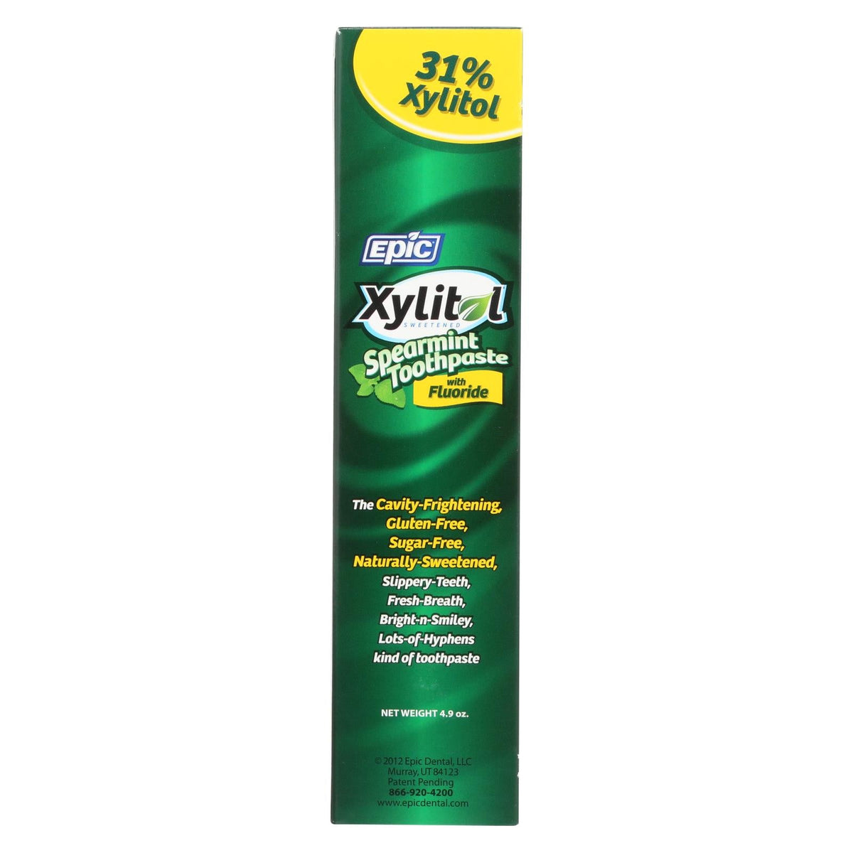 Epic Dental Spearmint Xylitol Fluoride Toothpaste 4.9oz
