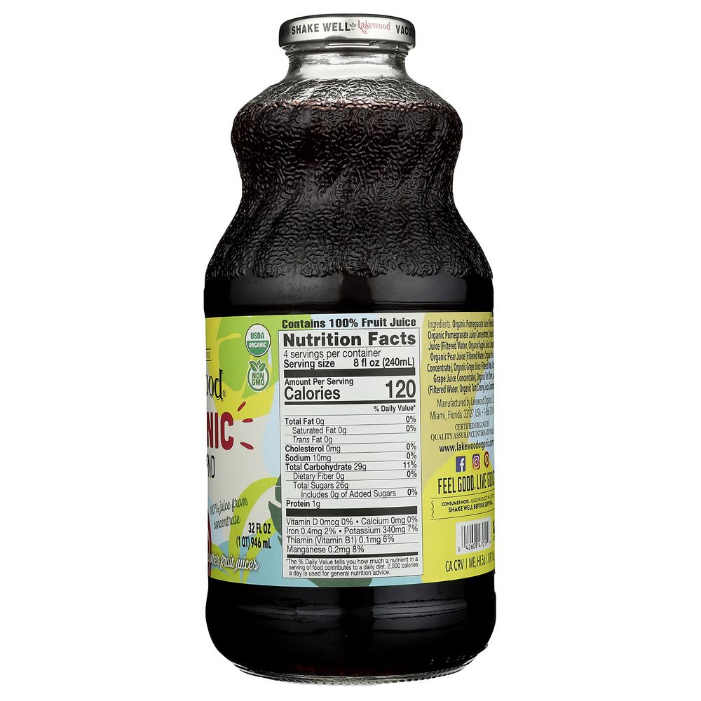 LAKEWOOD: Organic Pure Fruit Pomegranate Juice Blend, 32 oz