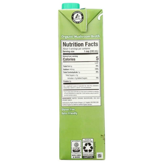 PACIFIC FOODS: Organic Mushroom Broth, 32 oz