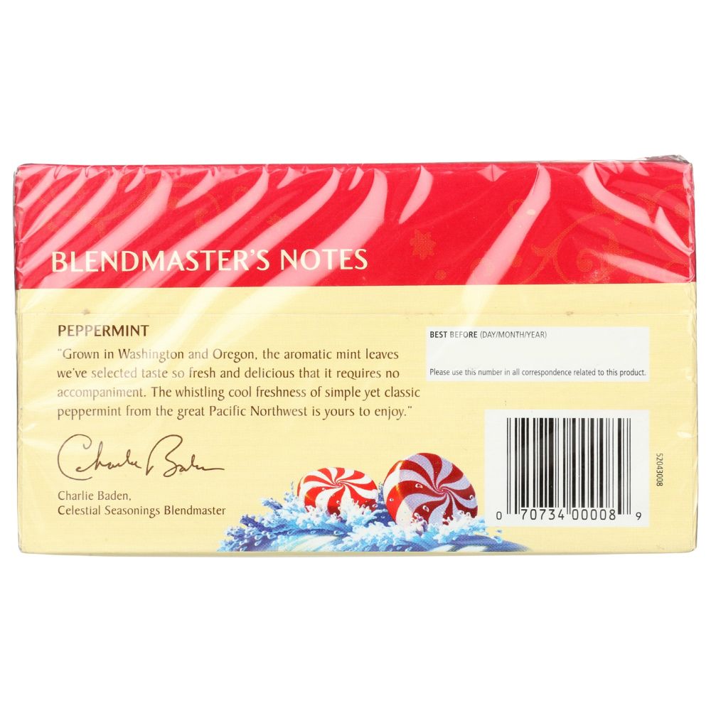 CELESTIAL SEASONINGS: Peppermint Herbal Tea Caffeine Free 20 Tea Bags, 1.1 oz