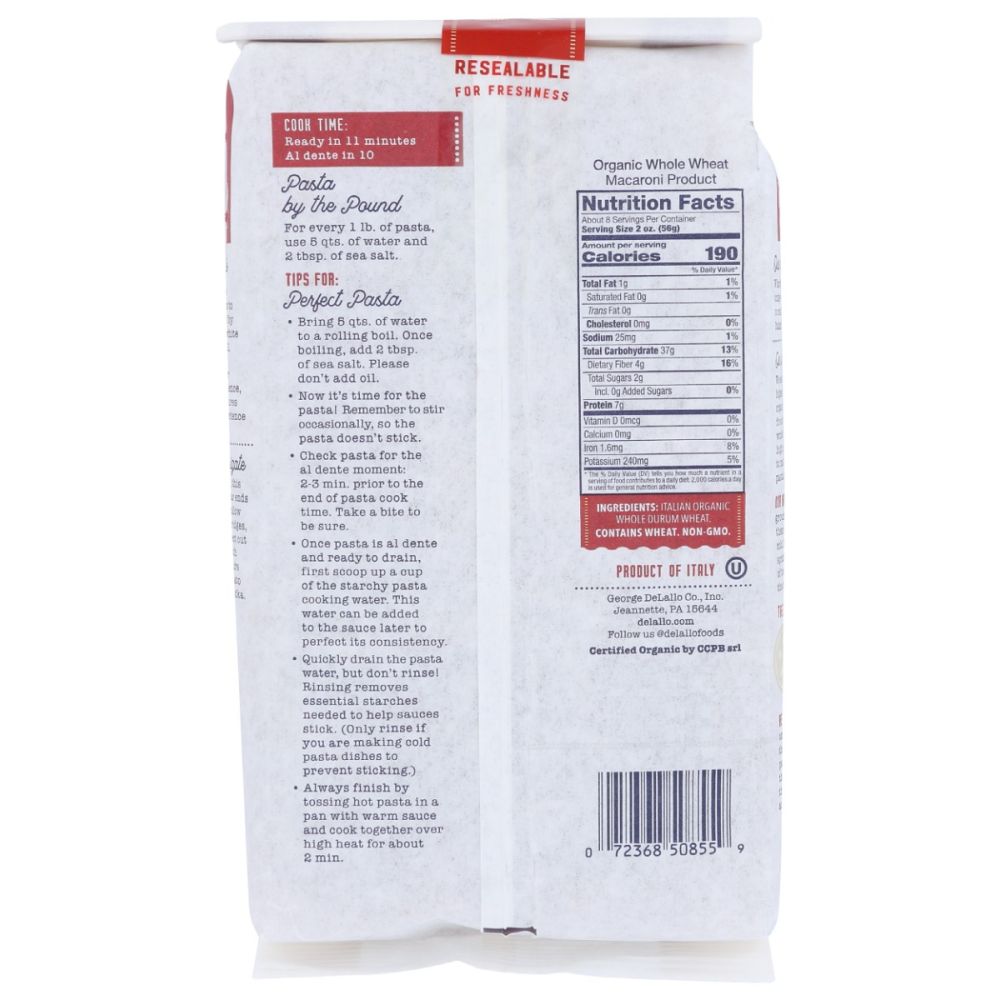 DELALLO: Organic Penne Rigate Pasta No.36, 16 oz