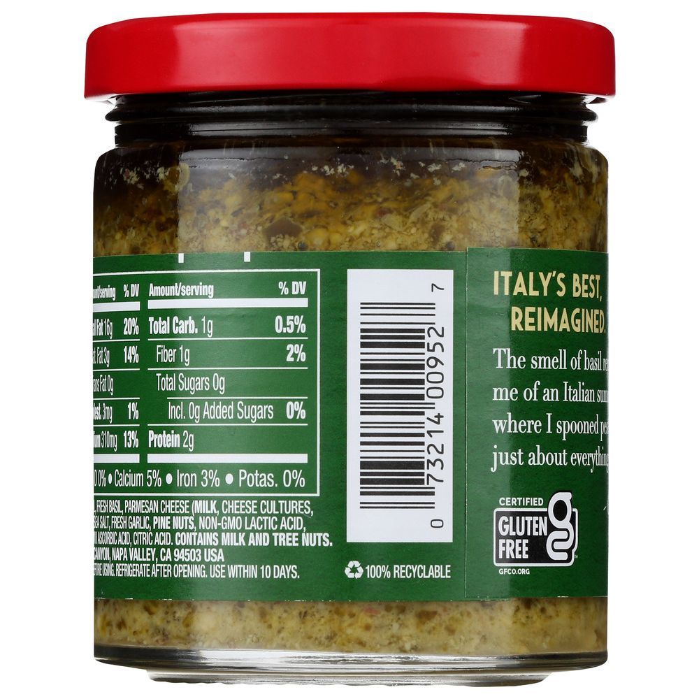 MEZZETTA: Napa Valley Bistro Homemade Style Basil Pesto, 6.25 oz